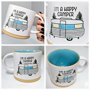 I'm Happy Camper Retro Mug Coffee Cup 18oz Trailer RV Home Is Where You Park It!